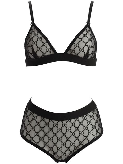 gucci lingirie|Black GG Tulle Lingerie Set .